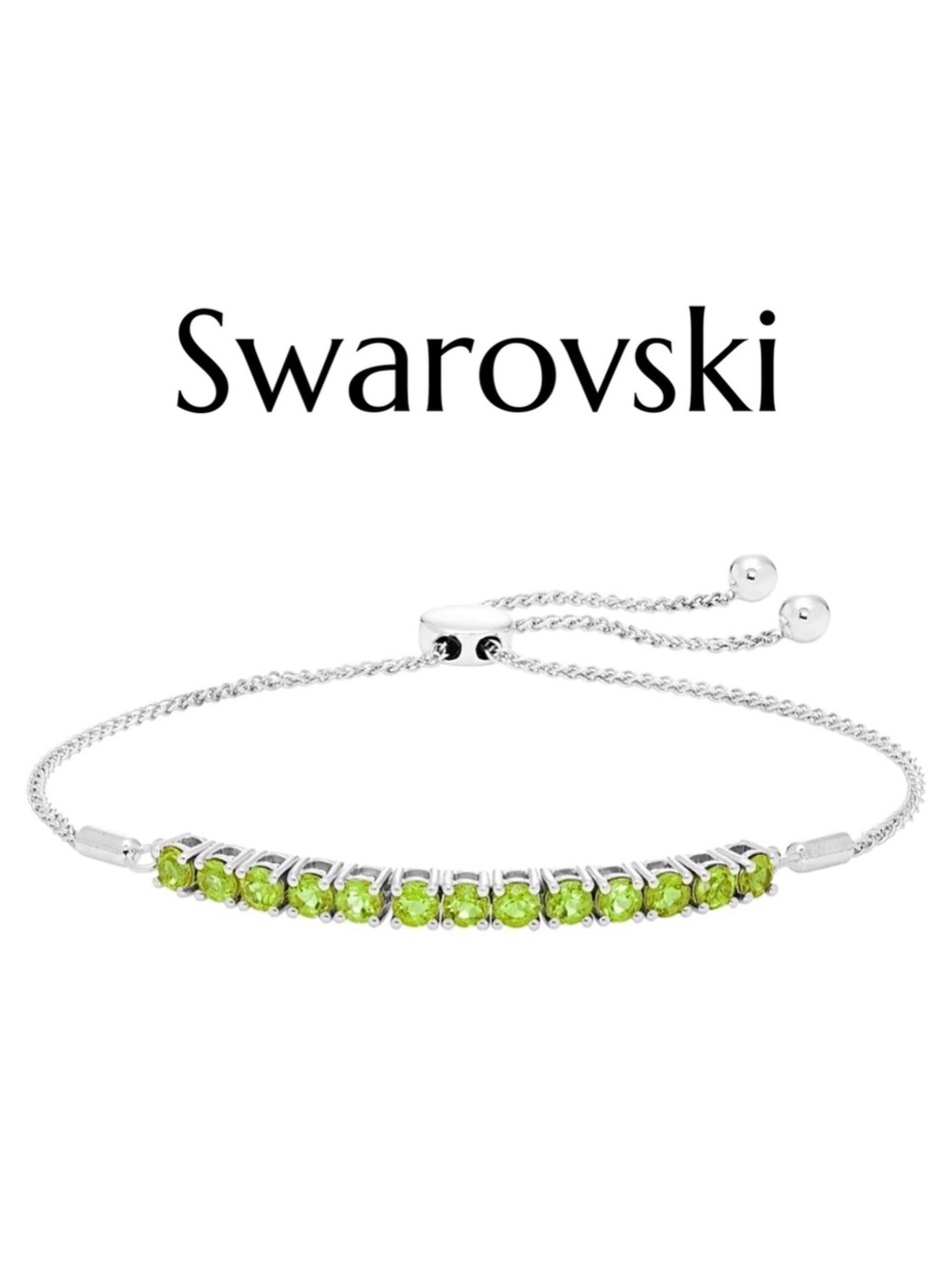 Peridot Swarovski Element Adjustable Bolo Bracelet